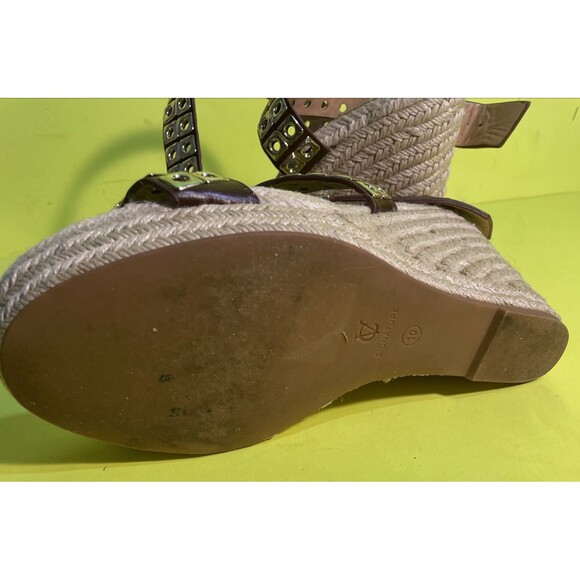 Women's Vince Camuto Signature Dacia Leather Espadrille Wedge Sandals Sz 10 - Picture 7 of 10